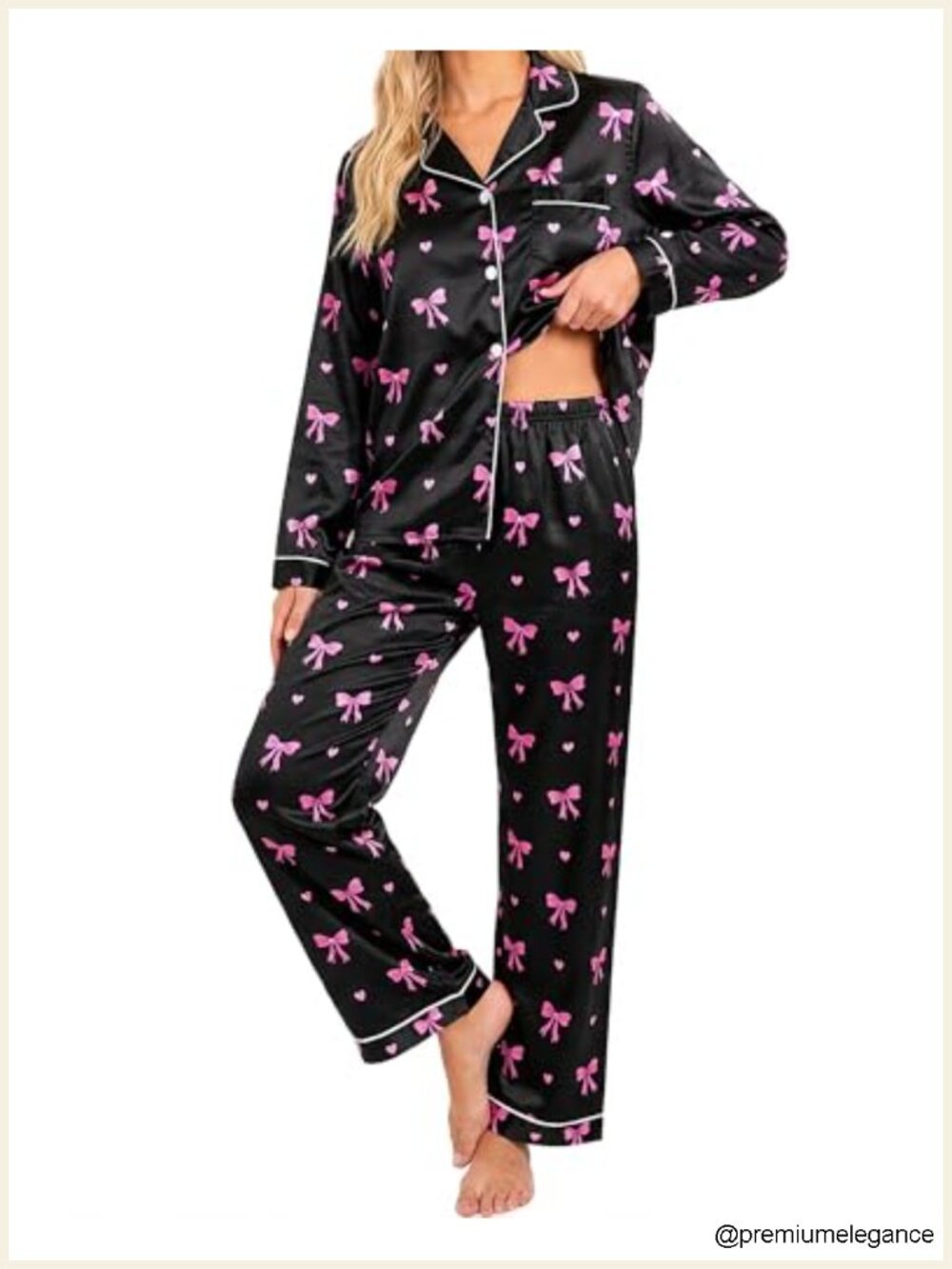 Silk Satin Pajama Set Women Long Sleeve 2 Piece Sleepwear Loungewear